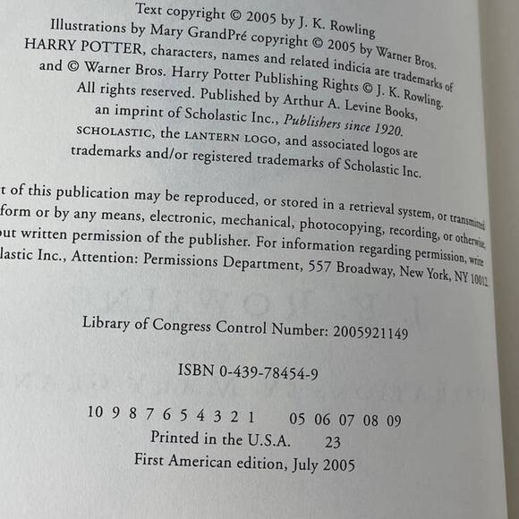 Harry Potter and the Half-Blood Prince First American Edition July 2005 HC Book - Picture 10 of 11